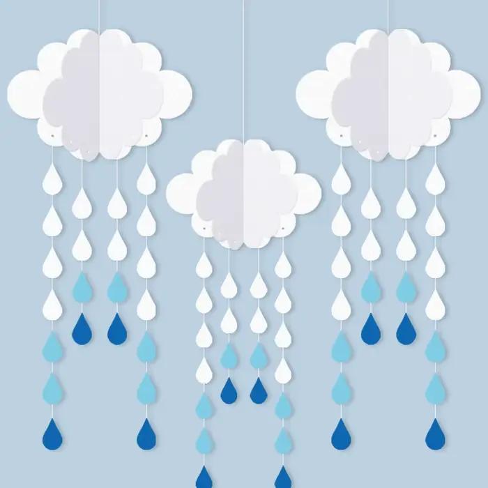 Décorations de pluie de nuages pour plafond, 3 pièces, fausses nuages artificiels, accessoires pour