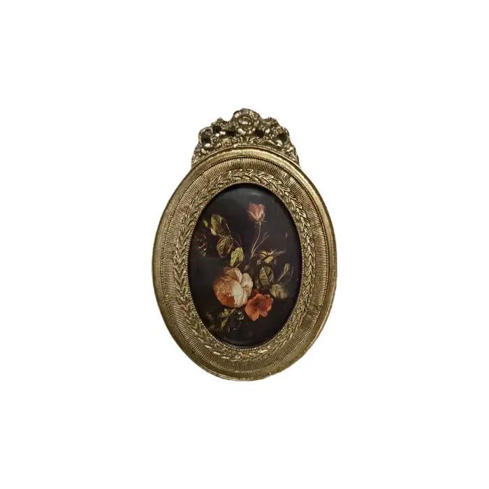 Cadre photo vintage en résine avec motif floral sculpté classique, style baroque français rétro, sup