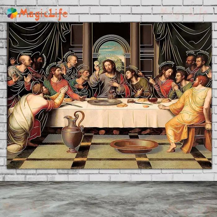 Toile d'Art Mural de la Dernière Cène de Jésus Christ, Affiche et Imprimés Religieux, Décoration de