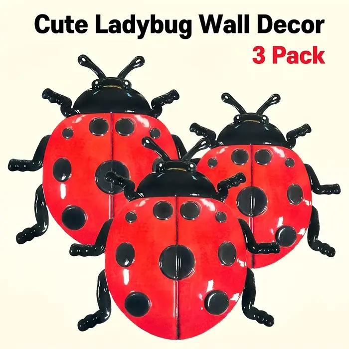 Charmante décoration murale en fer forgé en forme de coccinelle, 3 pièces, parfaite pour la décorati