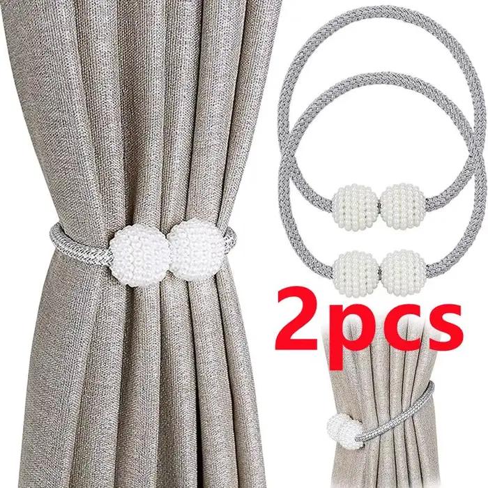2 pièces perle magnétique rideau pince porte-rideau cravate boucle Clips suspendus boule boucle crav