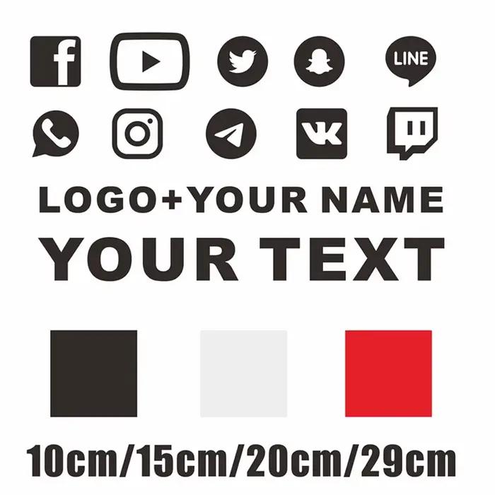 Texte personnalisé anglais chinois japonais hébreu signe WEBSITE FACEBOOK Instagram nom logo YouTube