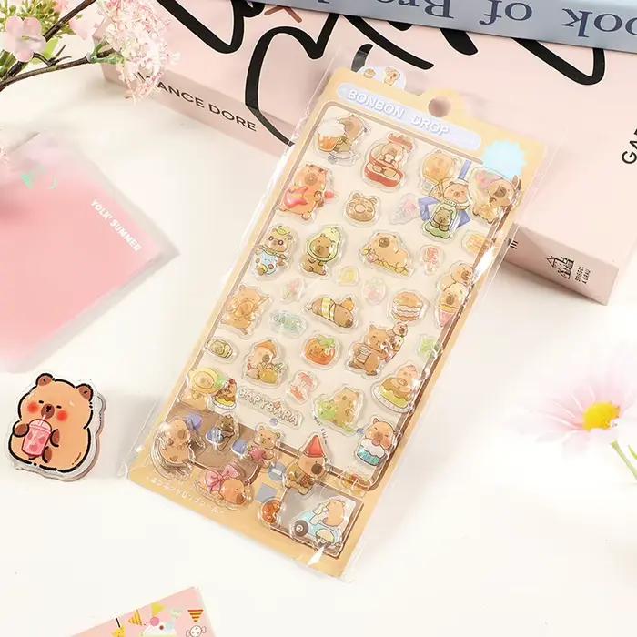 Kawaii Capybara 3d Relief autocollant mignon Capybara bricolage étui pour téléphone portable autocol
