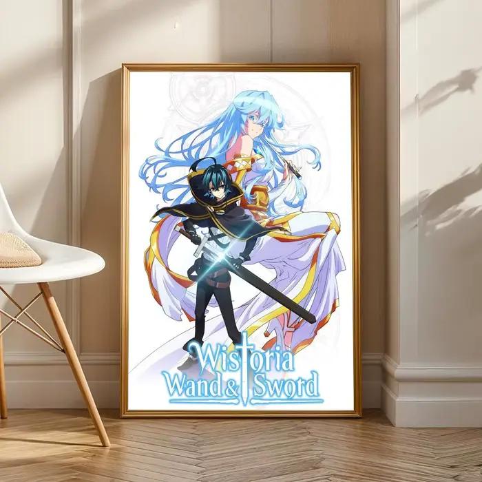 Affiche personnalisée en PP épaissi avec baguette magique W-Wistoria et épées, autocollant mural pou