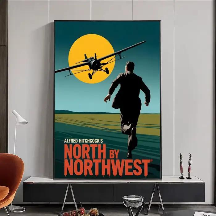 Affiche du film North by Northwest, autocollant mural imperméable, auto-adhésif, Art HD, décoration