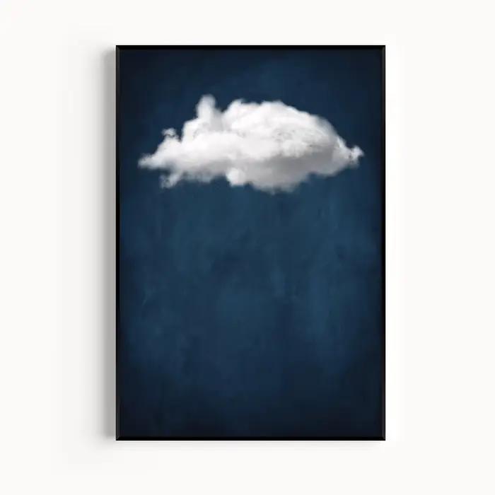 Tableau mural abstrait Nuage Blanc Ciel Bleu, impressions minimalistes, affiche Nuit Indigo, peintur