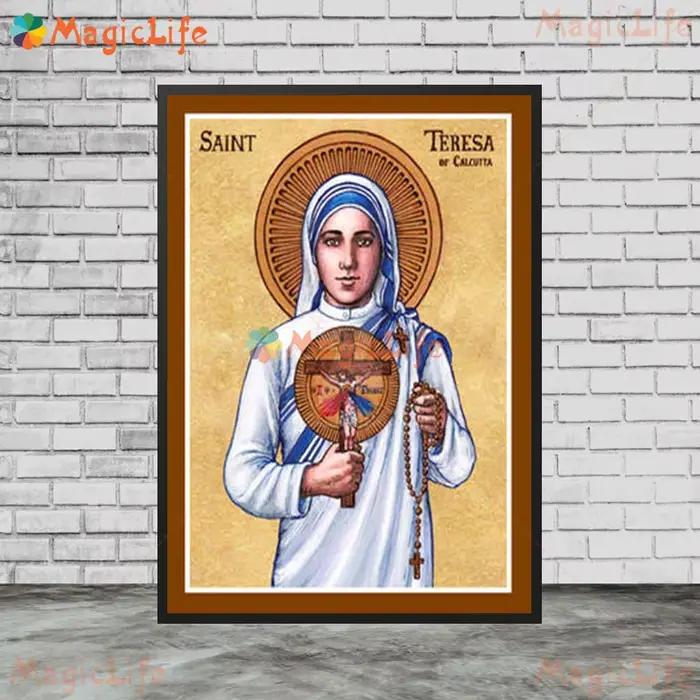 Peinture murale sur toile de la religion Sainte Anne, mère de la Vierge Marie, affiche nordique sans