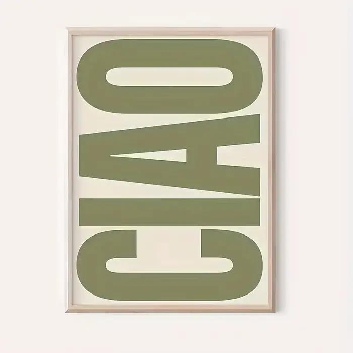 Chic Ciao – toile d'art mural rétro vert, affiche minimaliste sans cadre pour la décoration de la ma