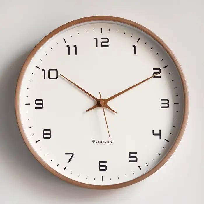 2025 nouveau 10/12/14 pouces nordique en bois massif Simple horloge murale salon décoration de la ma