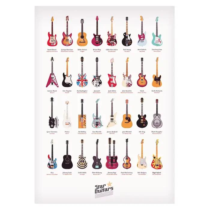 Affiches de guitares célèbres, Instrument de musique, peinture sur toile, musique rétro Rock, Art mu