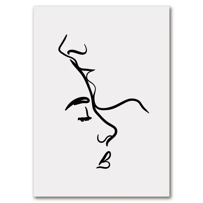Affiches de ligne de Couple d'amour romantique, peinture sur toile et imprimés, images d'art murales