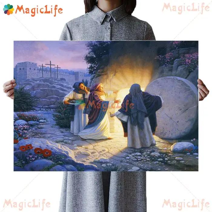 Affiche de prière de croix de Religion vierge marie, jésus, christianisme, toile d'art mural, peintu