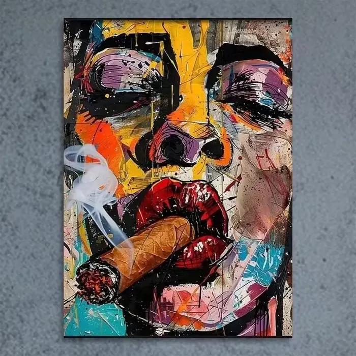Peinture de visage de femme cubisme Pop Art, 1 pièce, noir, blanc, rouge, jaune, bleu, vert, rose, m