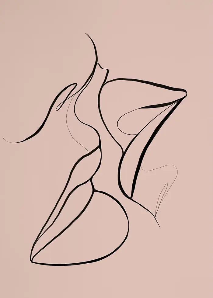 Affiche sur toile de peinture de ligne lesbienne, art mural de style simple, gérer pour salon, chamb