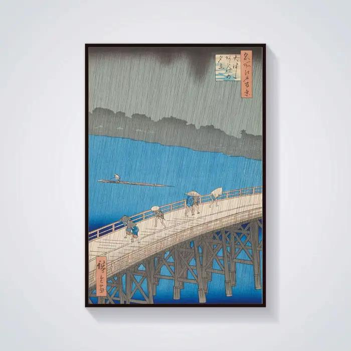 Peinture sur toile d'art japonais, affiche Hiroshige, pont Ohashi