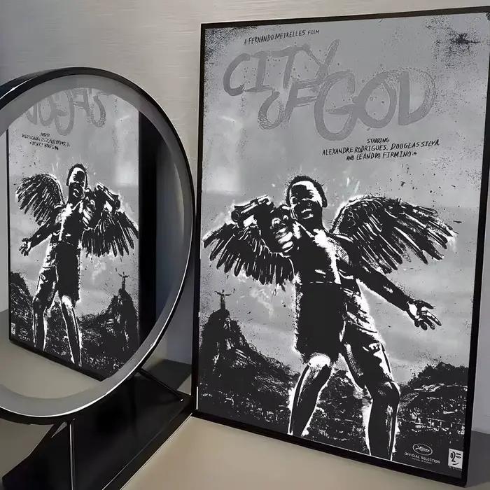 Affiche de film classique C-City Of God, autocollant artistique auto-adhésif imperméable, décoration