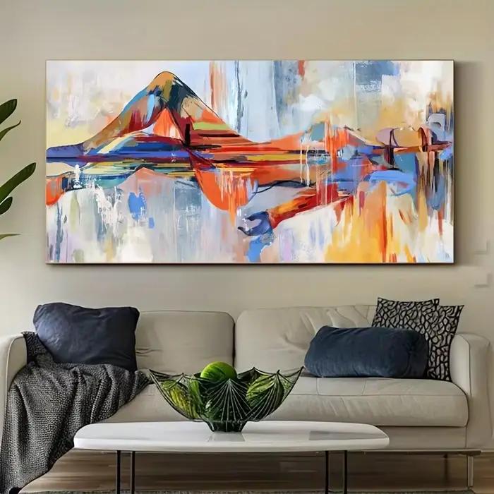 1 pièce d'impression sur toile de paysage de montagne abstrait, art mural moderne sans cadre, peintu