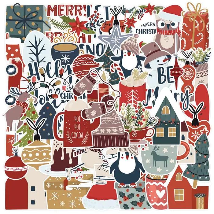 10/30/50 PIÈCES Mignon Père Noël Dessin Animé Autocollants Ordinateur Portable Téléphone Snowboard B