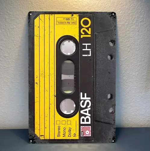 Cassette audio vintage Hi-Fi - Poster métallique - Plaque en étain