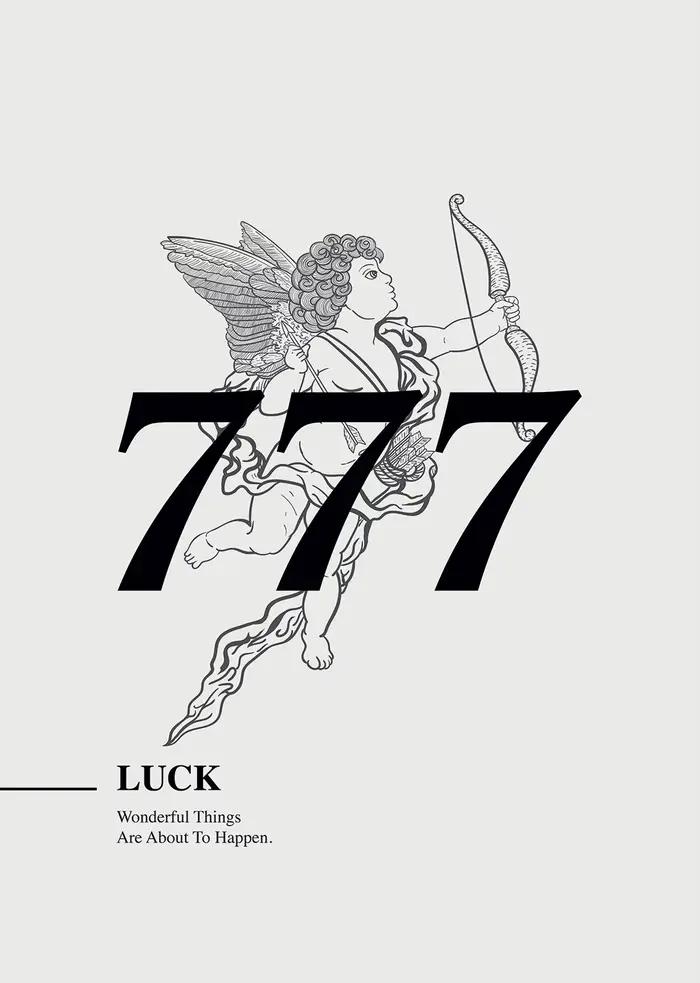 Affiche imprimée avec numéro d'ange 777, peinture sur toile, numéro porte-bonheur, énergie spirituel