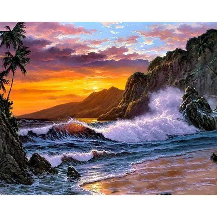 Peinture par numéros sur toile avec cadre, Kit de bricolage pour adultes, dessin de paysage, peintur