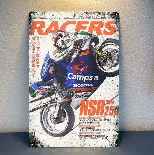 Affiche métallique de moto Racers Nsr250 - Plaque en étain à collectionner
