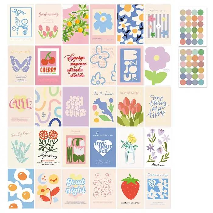 Affiches de Collage esthétique tendance pour filles, ensemble de petites cartes postales, Kit de Col