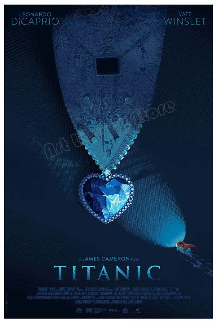 Affiche de film romantique classique des années 90, Titanic, peinture sur toile rétro, art mural Leo