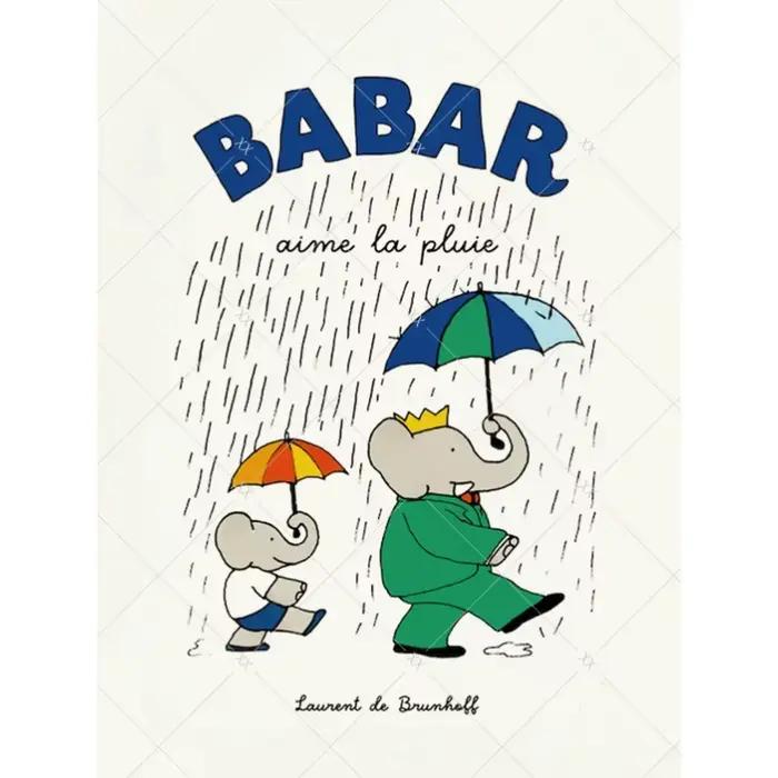 Affiche de contes de fées d'éléphant Babar, France, impression sur toile, tableau d'art mural pour c