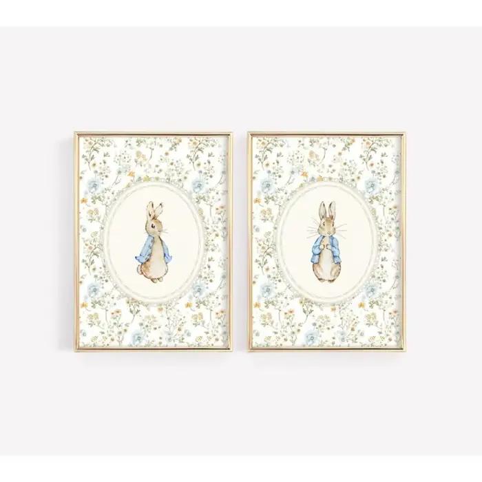 AZNM Impression sur toile vintage Peter Rabbit sans cadre, art mural pour chambre d'enfant Beatrix P