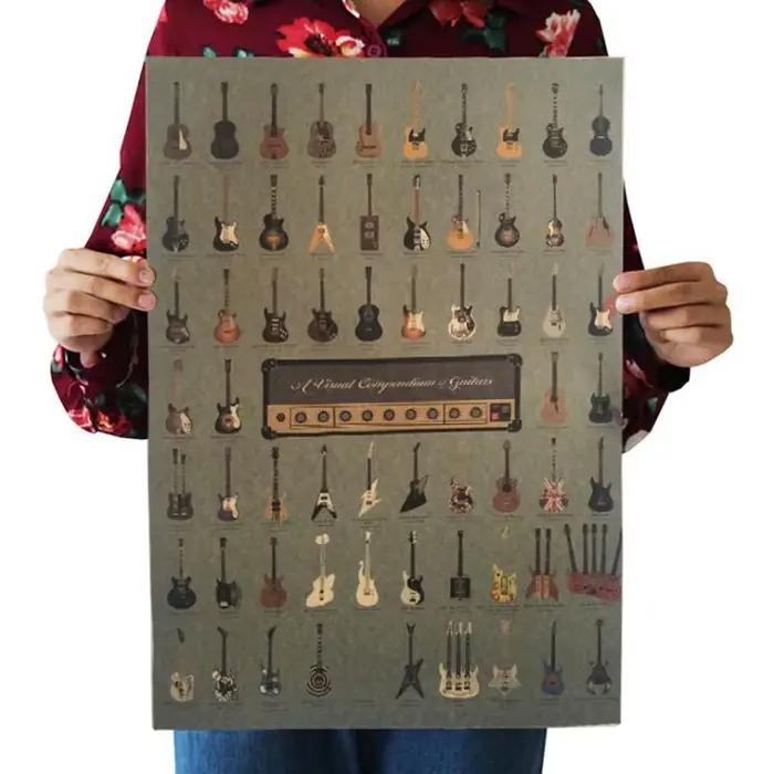 Affiche du monde de guitare célèbre Vintage, autocollants de décoration de salle, décor mural de Bar