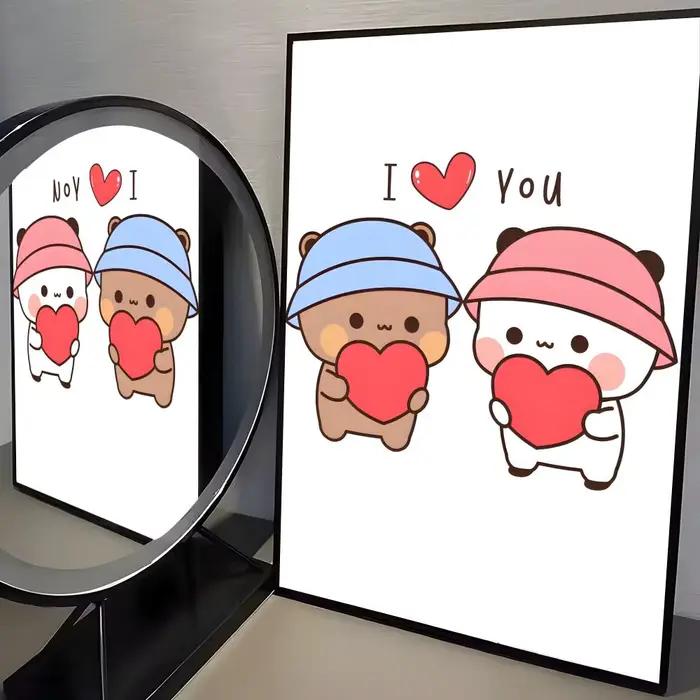 Affiche de dessin animé mignon D-Dudu Bubu, autocollants muraux tendance et faciles à appliquer pour