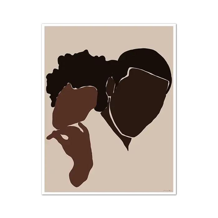 Peinture sur toile abstraite pour Couple, femme et homme, imprimés noirs, afro-américains, amour, ma
