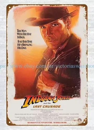 Affiche de film Indiana Jones 1989, art mural, plaque en métal