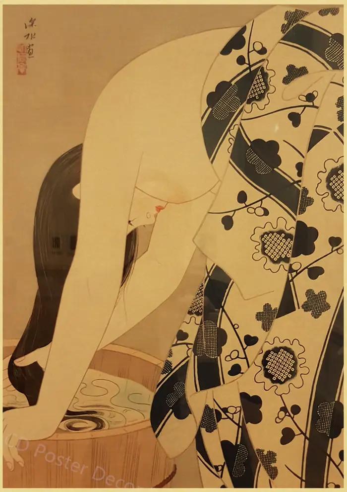 Affiche rétro série paysage japonais, imprimés en papier Kraft, affiches Vintage, décor de maison, B