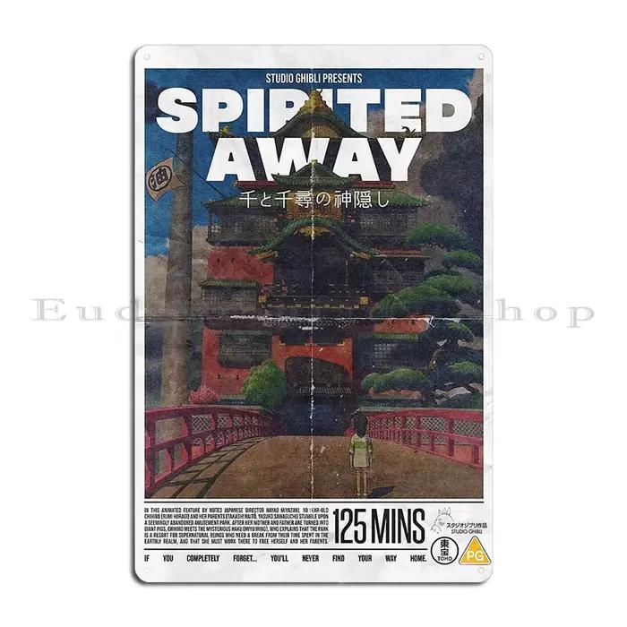 Affiche en Plaque métallique Studio Ghibli, décoration de salon, Garage, voyage inattendu, grotte, i