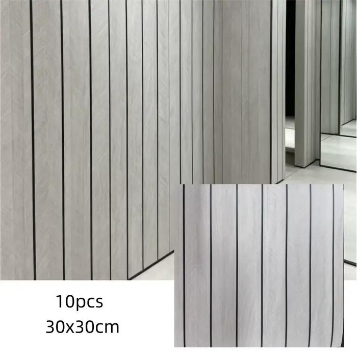 Lot de 10 panneaux autocollants 3D effet bois, papier peint décoratif pour la maison, facile à poser