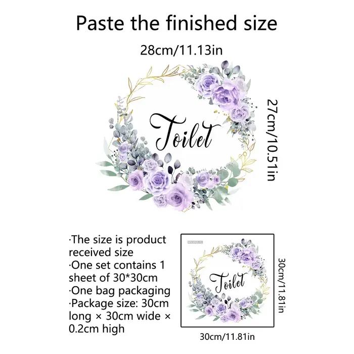 Autocollants muraux de porte de toilette en forme de fleur, pour lieu public, décoration de maison,