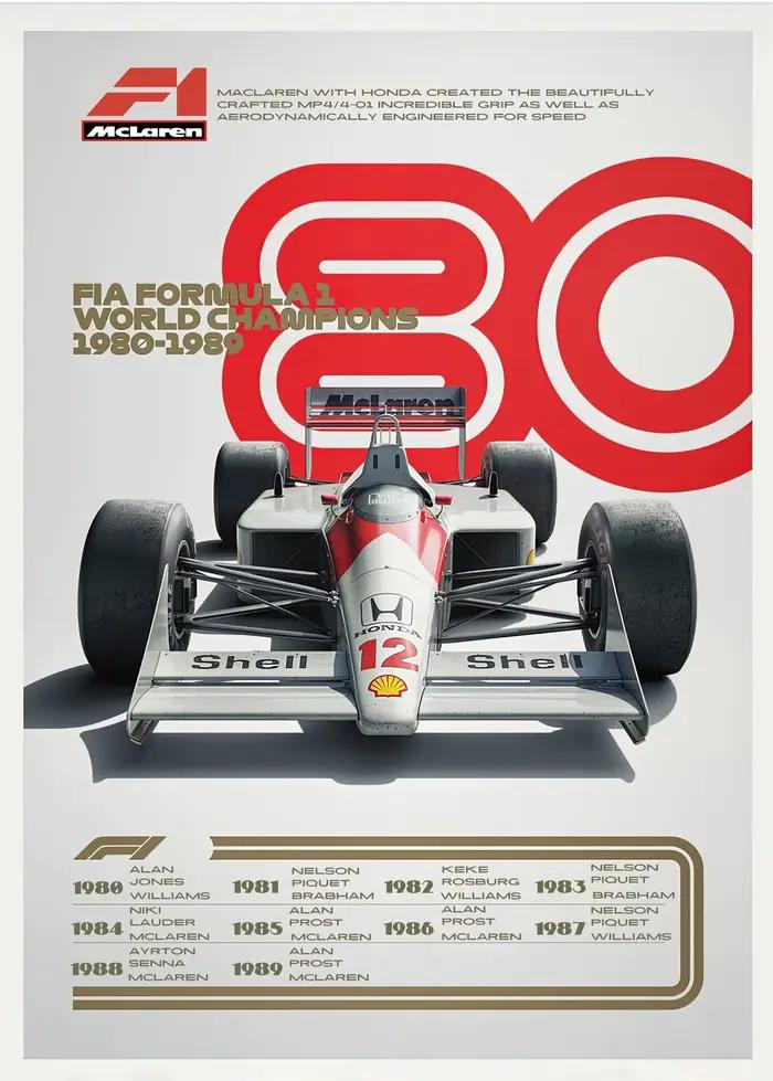 Affiches de course Vintage de formule 1, imprimés d'art, Champion du monde F1, peinture sur toile de