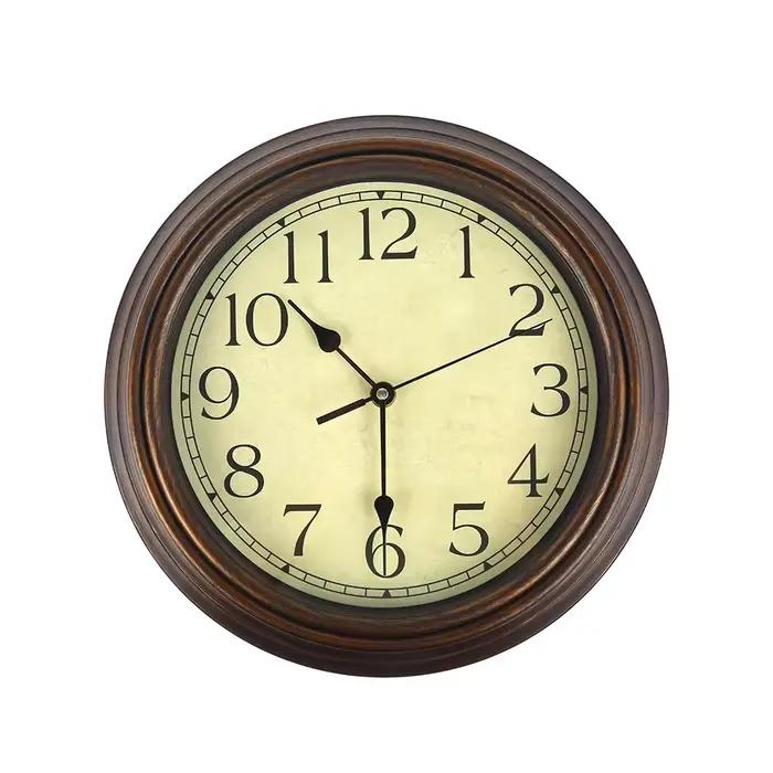 Horloge murale grande avec mécanisme d'horloge rétro américain, sans tic-tac, horloge silencieuse cl