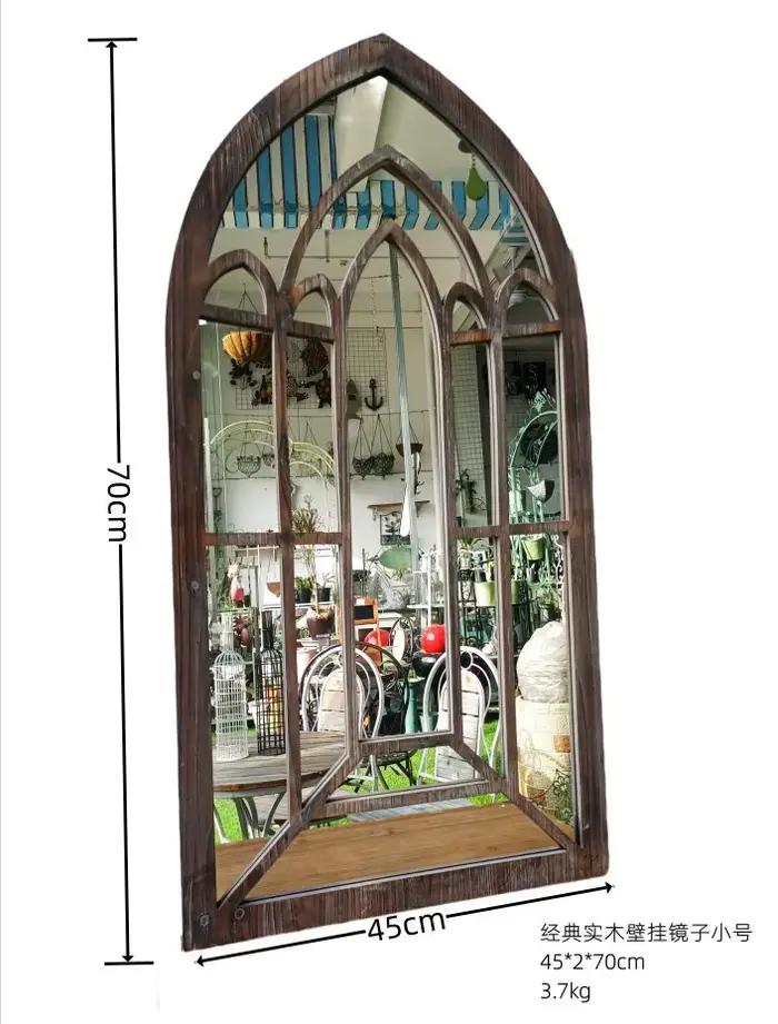  Miroir mural de campagne française – Accent suspendu Vintage en bois massif pour ferme, décoration