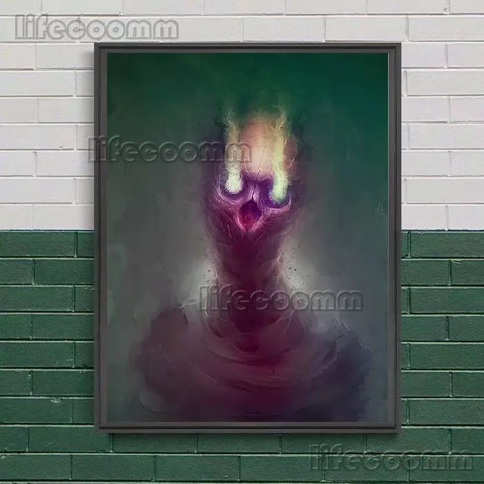 Démon évêque et Horrible bouche d'oiseau sorcière médecin Vintage mur Art toile peinture Horrible in