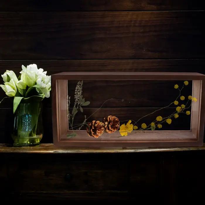 Cadre de boîte à ombre, cadre photo pour fleurs séchées, cadre d'affichage de fleurs séchées en bois
