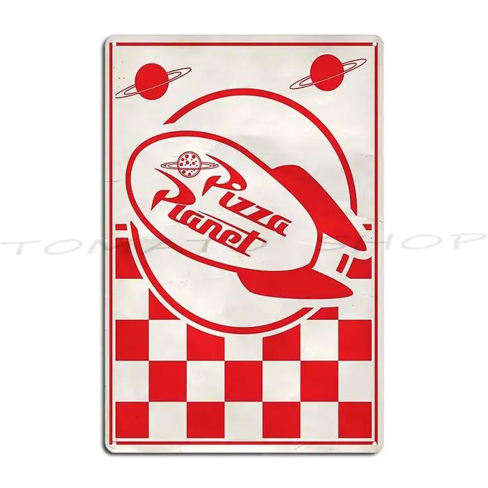 Plaque Métallique Pizza Planet Personnalisable – Designs Cinéma – Affiche en Étain