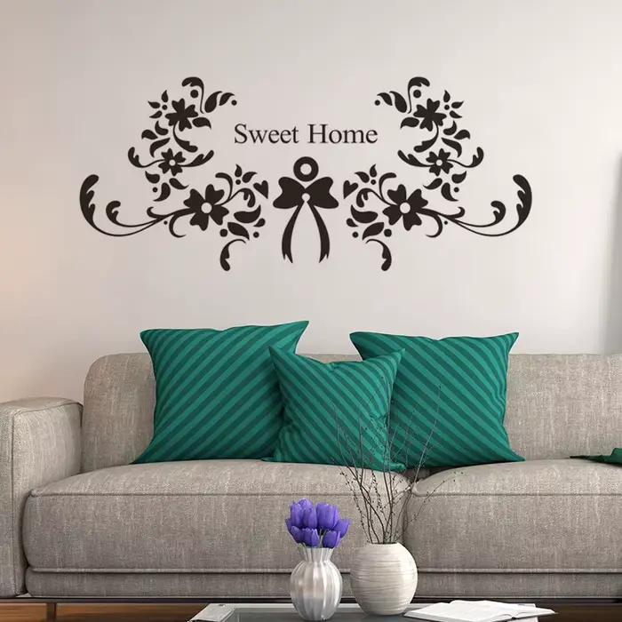 Autocollant Mural de vigne de fleur de maison douce, pour salon, décor de canapé, arrière-plan de ch