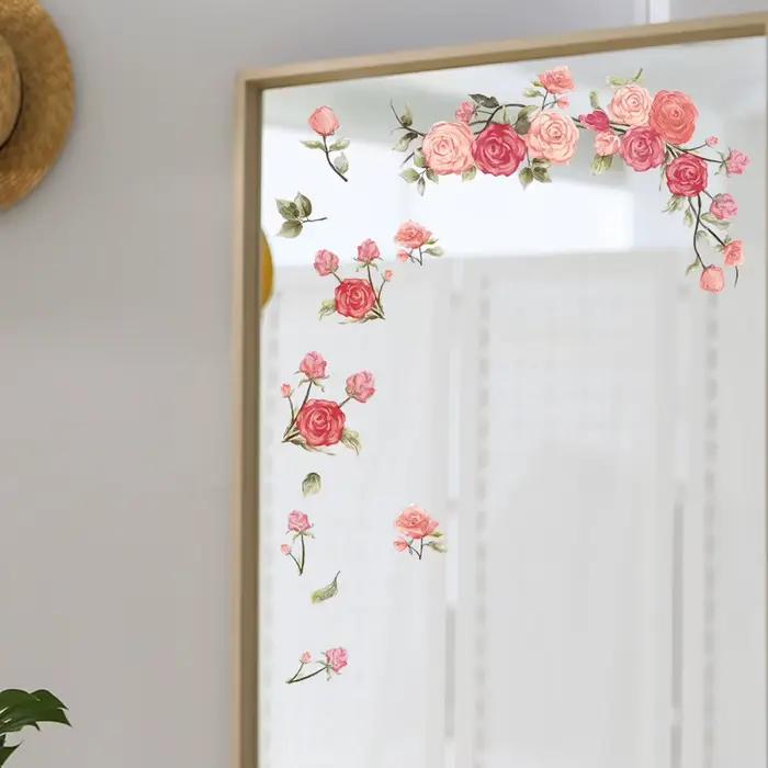 Autocollant mural de fleurs magnifiques pour salon, décoration intérieure, autocollants décoratifs p