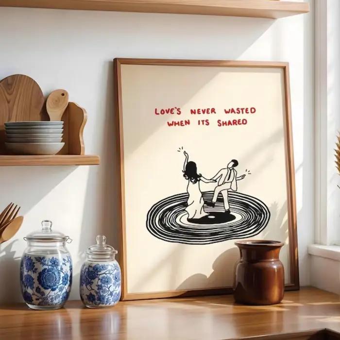 L'amour n'est jamais gaspillé quand il est partagé, impression sur toile, affiche, image pour salon,