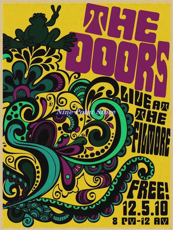 The Doors Jim Morrison-Affiche murale vintage en papier kraft, groupe de rock, musique, rétro, JE256