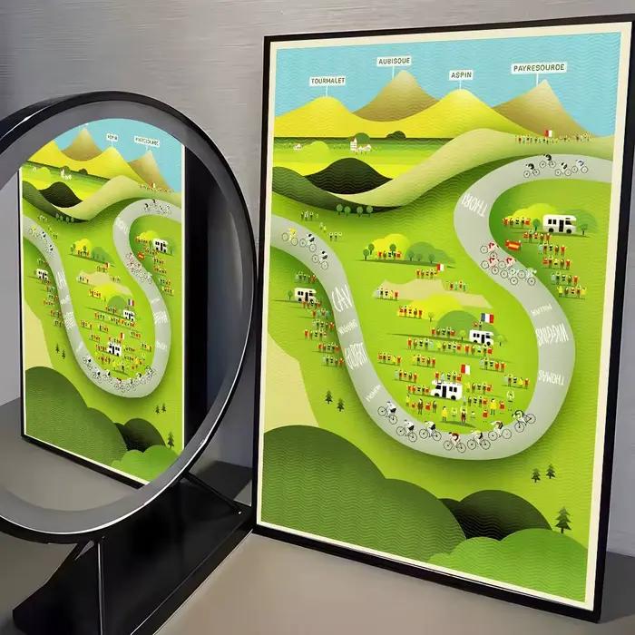 Affiche artistique sur toile HD du Tour de France, impression esthétique avancée sur papier, décorat