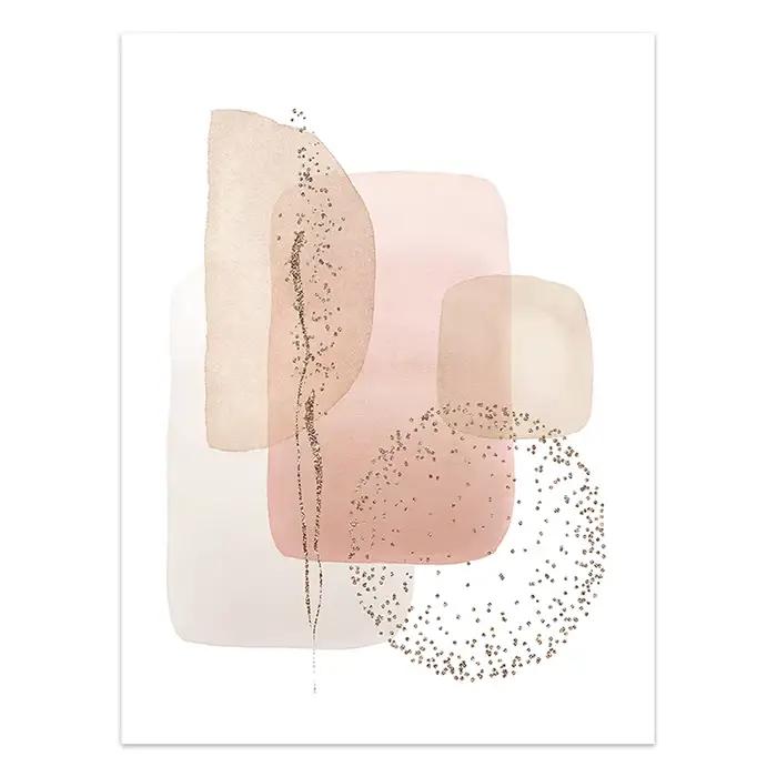 Toile géométrique abstraite moderne Beige rose, affiche Boho et images d'art murales imprimées pour